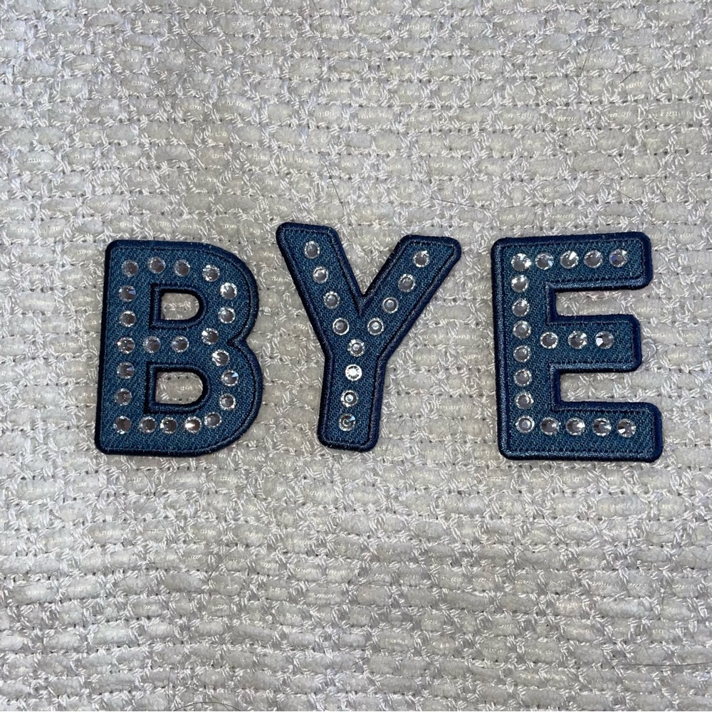 SCL denim rhinestone patches (set of 3)